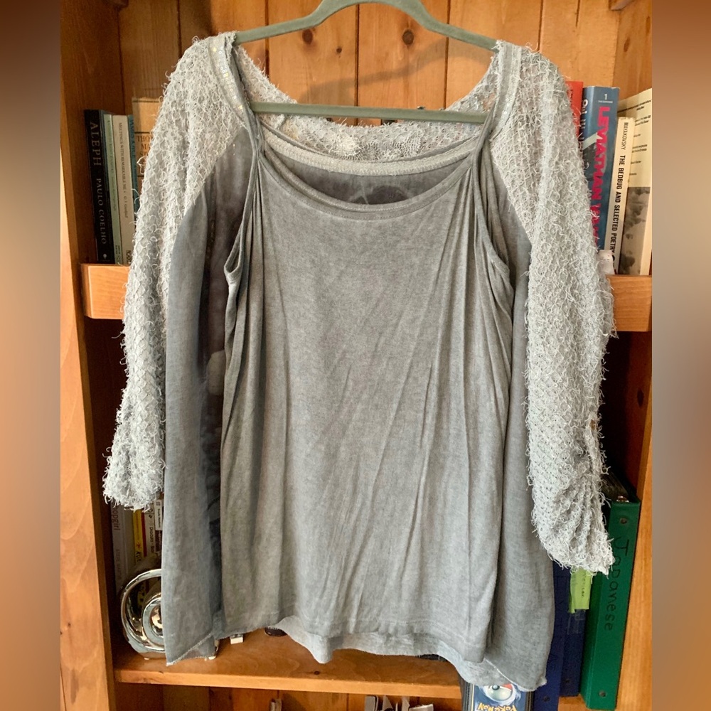 Mixed Fabric Kate Moss Graphic Print Layered Top 🇮🇹 - Picture 3 of 6